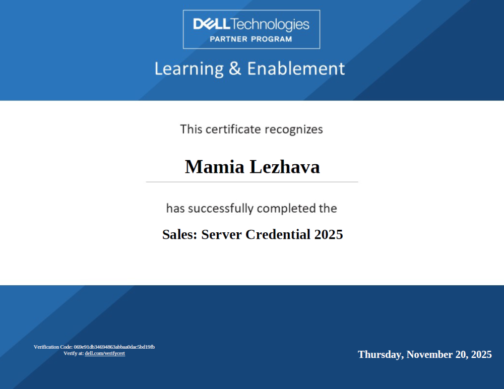 Sales Core Client Credential 2025 certificate